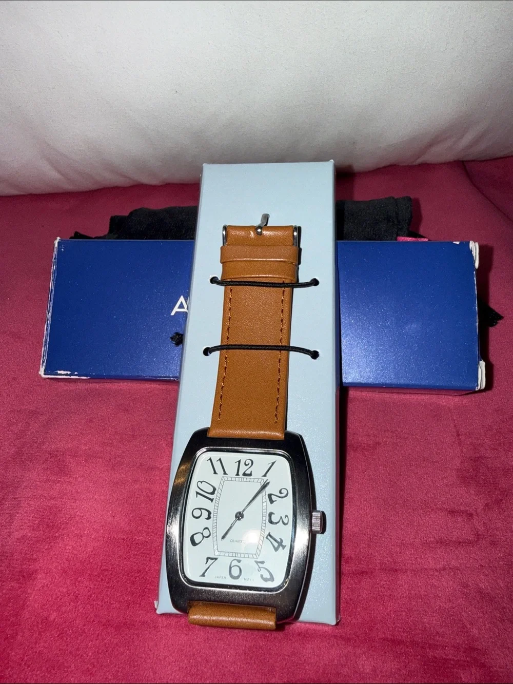 Avon Men's Tan Leather Strap Watch with Silver Case